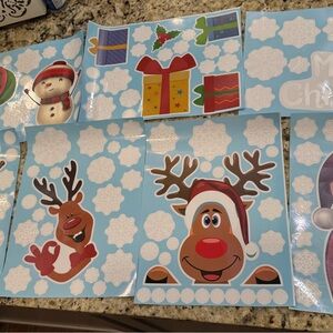 Festive Christmas wall cling Set with Reindeer and Snowman 8 total new